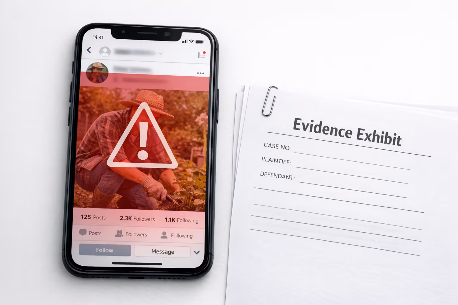 Smartphone screen showing social media post used as evidence against plaintiff in truck accident settlement case