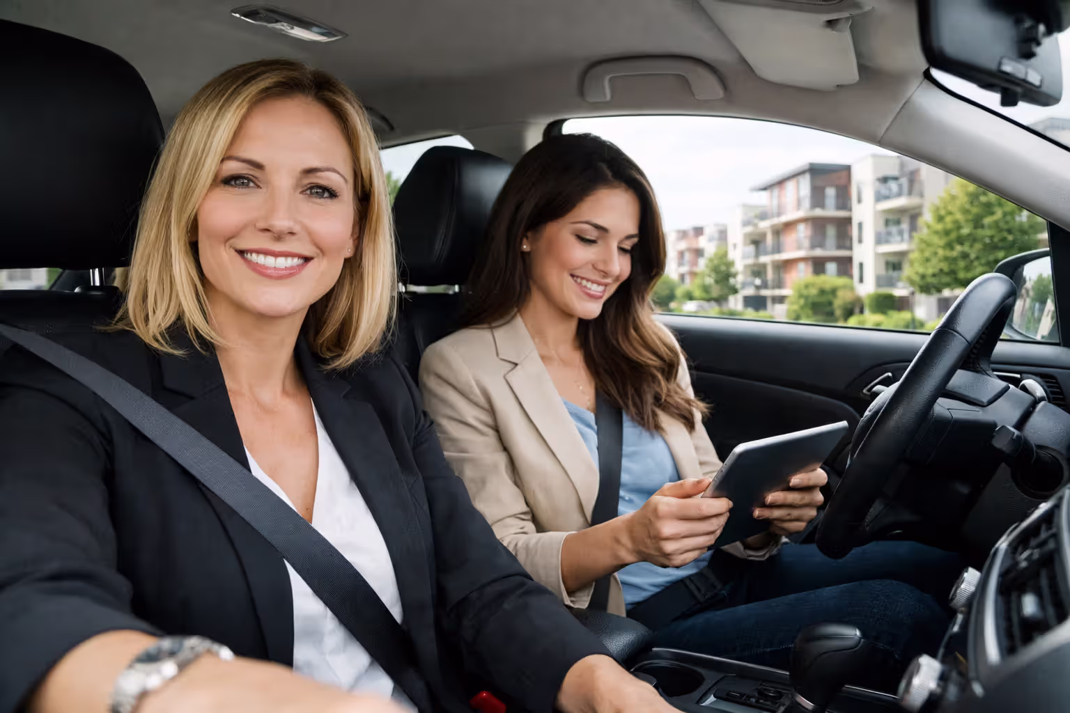Real estate agent driving clients to a property showing in a personal vehicle used for business purposes